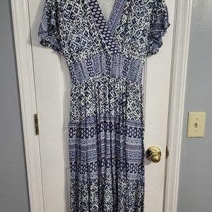 Chic Blue Patterned Maxi Dress